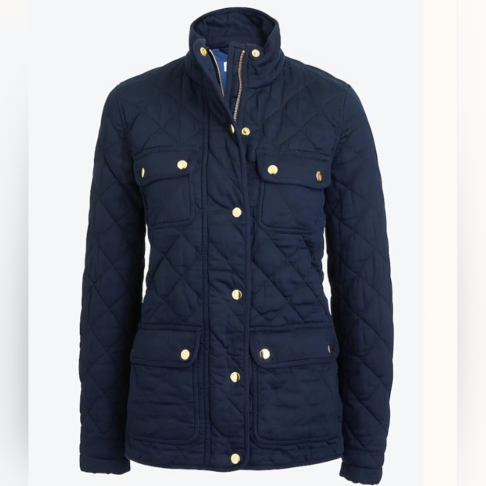 J Crew Factory Mercantile Navy Quilted Field Jacket Size S